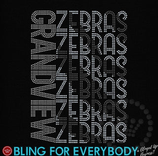 Grandview Zebras Zebra Pattern Word Stack Spangle Transfer