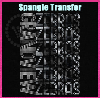 Grandview Zebras Zebra Pattern Word Stack Spangle Transfer