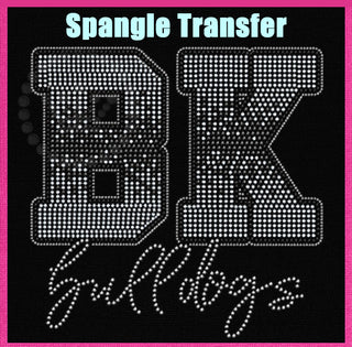 BK Ombre Silver With Bulldogs Word Spangle Transfer