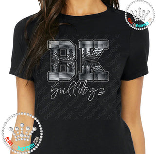 BK Ombre Silver With Bulldogs Word Spangle Transfer