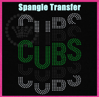 Cubs Word Stack Stagger Spangle Transfer