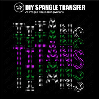 Titans Wordstack Staggered (Youth) Spangle Transfer #10769
