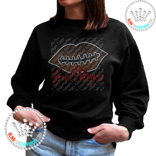 Football Lips Graduated (Bulldogs) Spangle Bling Unisex Sweatshirt #10777