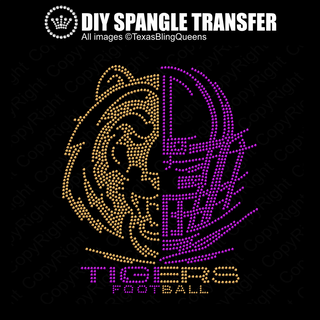 Tiger Half Football Helmet Spangle Transfer #10853