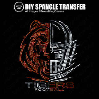 Tiger Half Football Helmet Spangle Transfer #10853