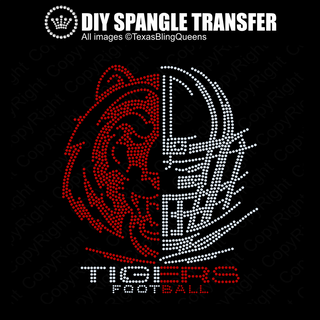 Tiger Half Football Helmet Spangle Transfer #10853