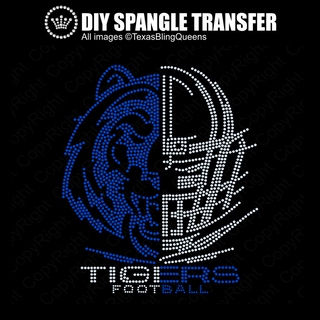 Tiger Half Football Helmet Spangle Transfer #10853