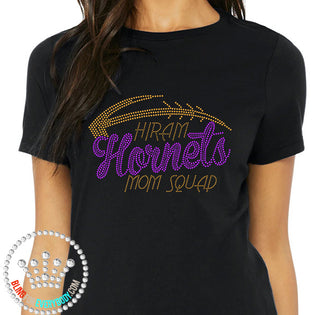 Hiram Hornets Mom Squad Football Spangle Transfer #10863