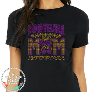 Football Mom Face Bandana Purple Gold Spangle Transfer #10888