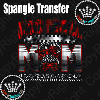 Football Mom Face Bandana Red Silver Spangle Transfer #10888
