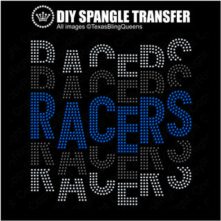 Racers Wordstack Staggered Spangle Transfer #11039