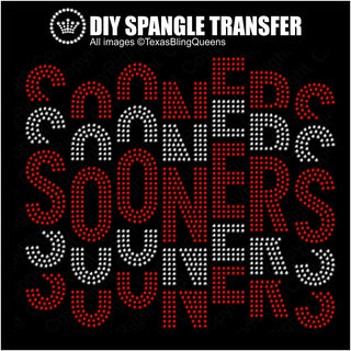 Sooners Wordstack Staggered Spangle Transfer #11258