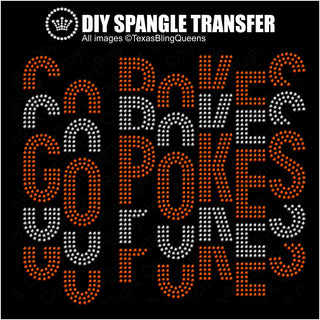 Go Pokes Wordstack Staggered Spangle Transfer #11259