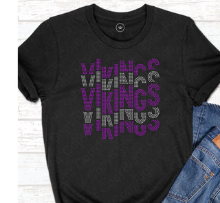 Vikings Mascot Staggered Wordstack Spangle Transfer #11260