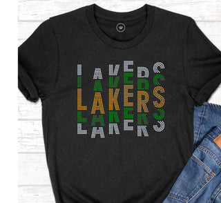 Lakers Wordstack Staggered Spangle Transfer #11276