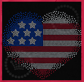 USA Heart Spray Spangle Transfer