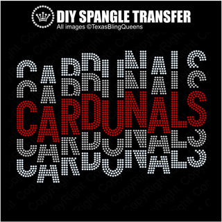 Cardinals Wordstack Staggered Spangle Transfer #11377
