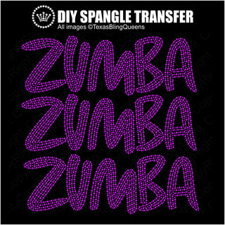 Zumba Dance Wordstack Spangle Transfer #11382
