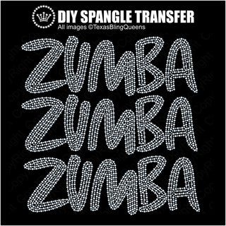 Zumba Dance Wordstack Spangle Transfer #11382