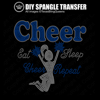 Cheer Silhouette Eat Sleep Cheer Repeat Spangle Transfer #11504