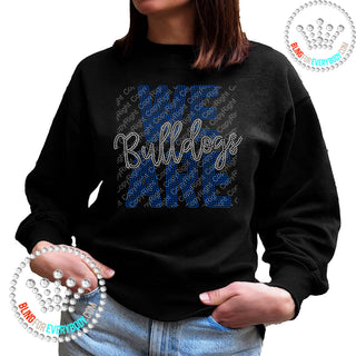 We Are Bulldogs Silver On Blue Spangle Bling Unisex Sweatshirt #11511 B