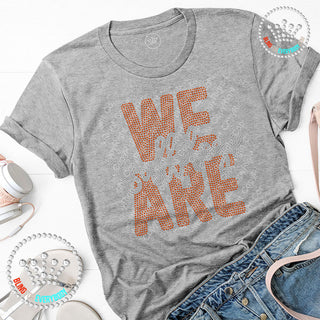 We Are Bulldogs Silver On Orange Spangle Bling Unisex Short Sleeve Tee #11511 O