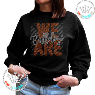 We Are Bulldogs Silver On Orange Spangle Bling Unisex Sweatshirt #11511 O