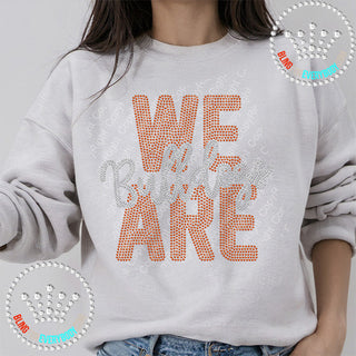 We Are Bulldogs Silver On Orange Spangle Bling Unisex Sweatshirt #11511 O