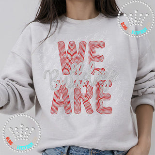 We Are Bulldogs Silver On Red Spangle Bling Unisex Sweatshirt #11511 R