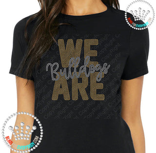 We Are Bulldogs Silver On Gold Spangle Bling Unisex Short Sleeve Tee #11511 V