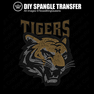 Tiger Mascot with Tigers Title Wheeler Spangle Transfer #11761
