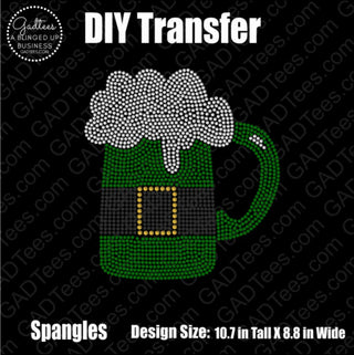 Green St Patty's Mug Spangle Transfer #1200G