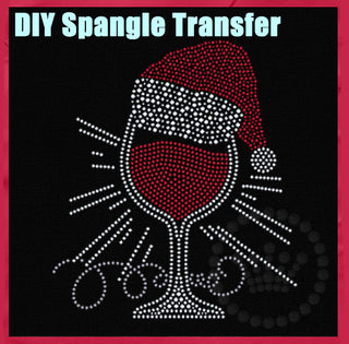 Santa Large Wine Glass Spangle Transfer