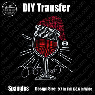 Santa Large Wine Glass Spangle Transfer
