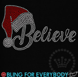 Believe Santa Hat Youth Silver Spangle Transfer