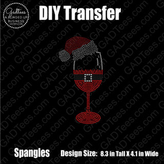 Santa Cap Wine Glass Spangle Transfer 3-Set