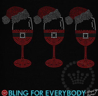 Santa Cap Wine Glass Spangle Transfer 3-Set