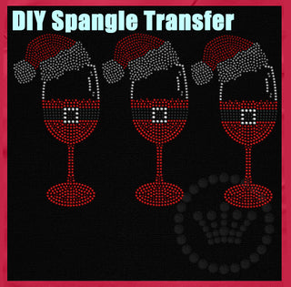 Santa Cap Wine Glass Spangle Transfer 3-Set