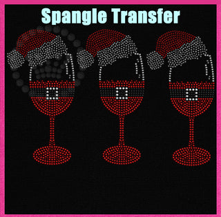 Santa Cap Wine Glass Spangle Transfer 3-Set
