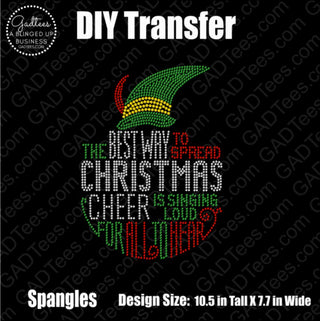 Elf Christmas Cheer Spangle Transfer #1233