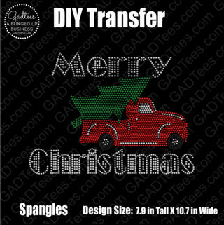 Merry Christmas Truck Spangle Transfer #1235