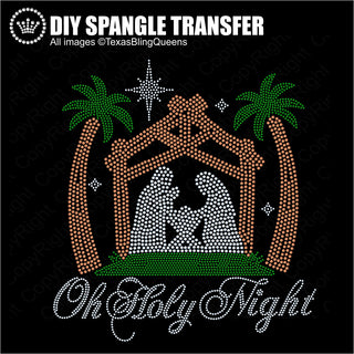 Nativity Oh Holy Night Spangle Transfer