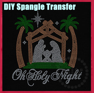 Nativity Oh Holy Night Spangle Transfer