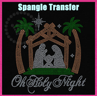 Nativity Oh Holy Night Spangle Transfer