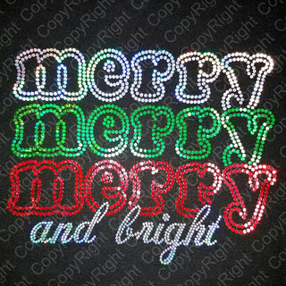 Merry and Bright Wordstack Spangle Transfer #1245