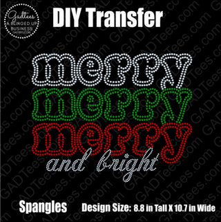 Merry and Bright Wordstack Spangle Transfer #1245