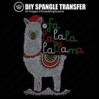 Fa La La La Llama Christmas Spangle Transfer #1252