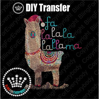 Fa La La La Llama Christmas Spangle Transfer #1252