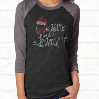 Lets Get Lit Wine Glass Spangle Transfer #1272