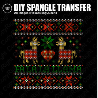 Christmas Sweater Llama Spangle Transfer #1277